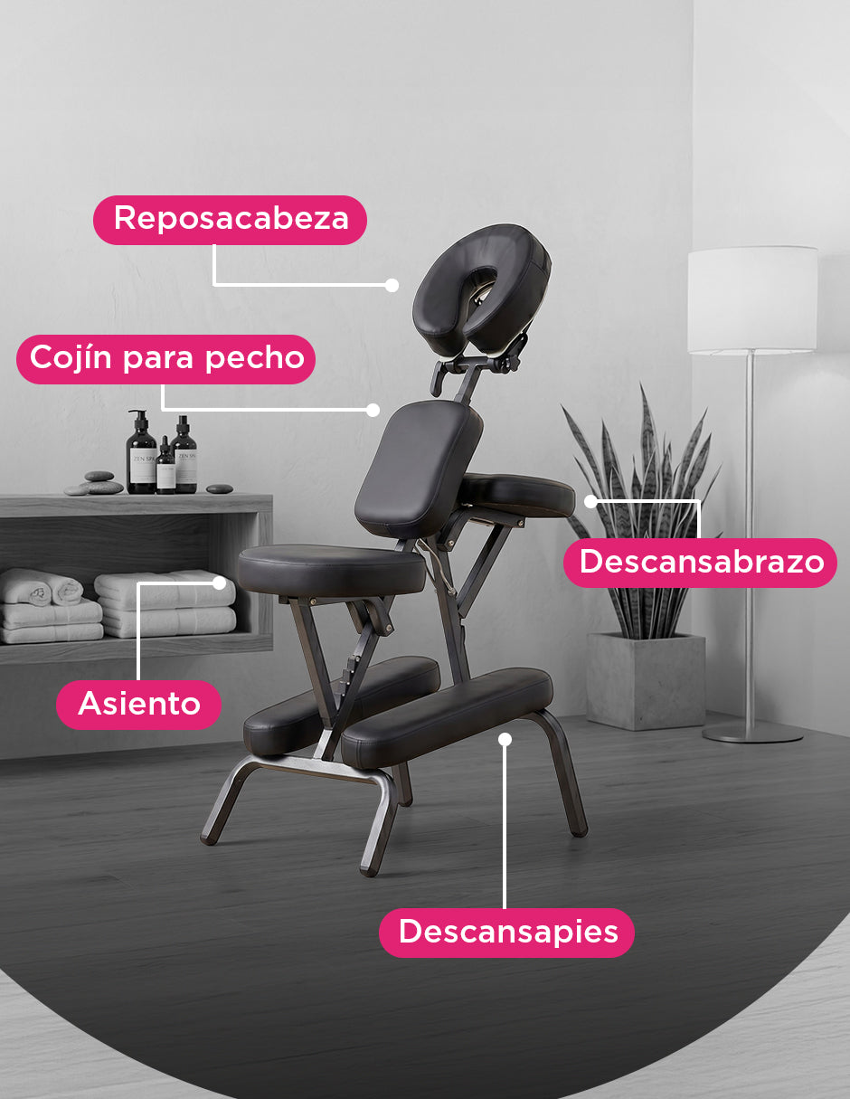 Silla de Masaje Plegable y Portátil para Terapia Shiatsu - Cama de Masaje Tipo Silla Ergonómica Ajustable
