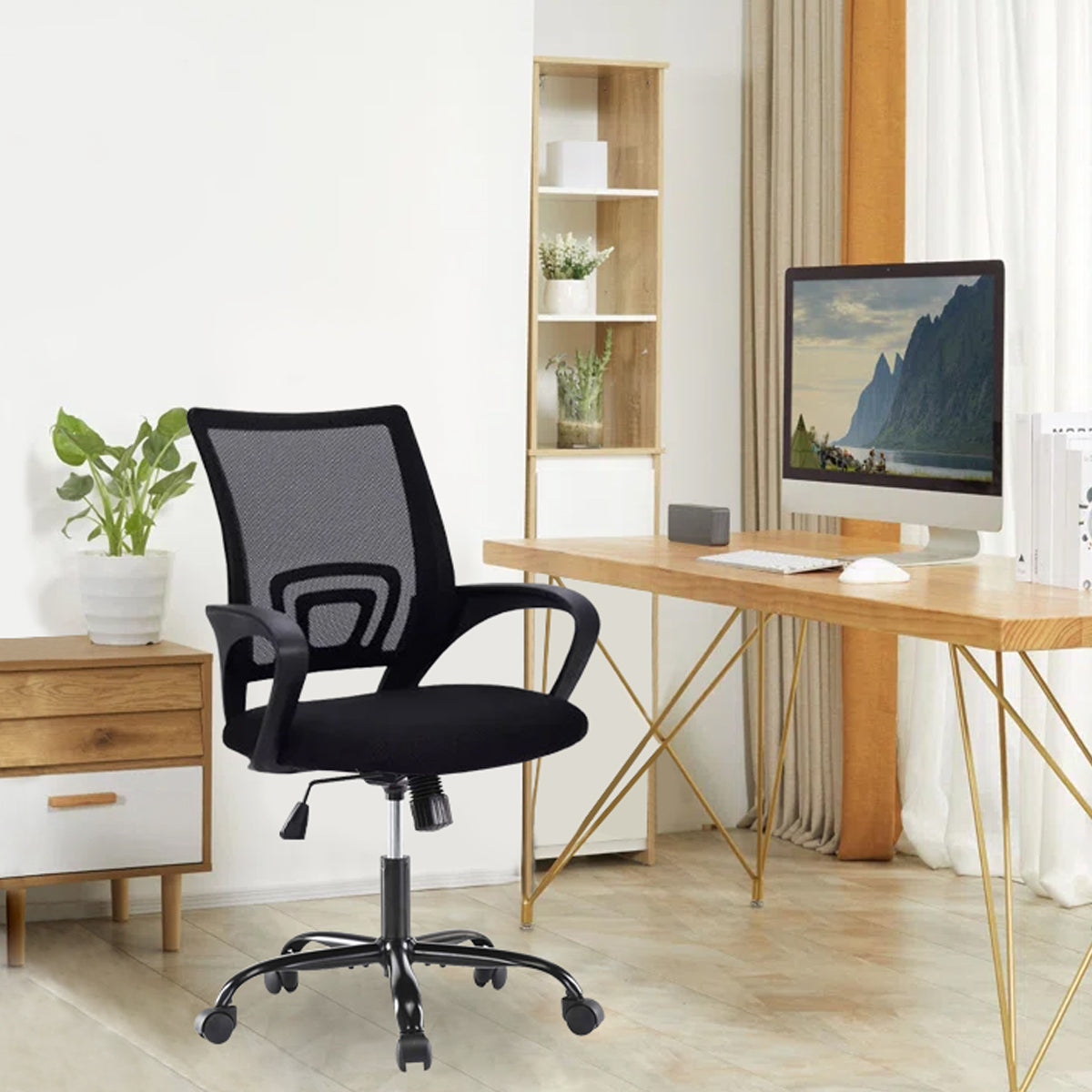 Silla de Oficina Ejecutiva Carson Negra Ergonomica con Malla Transpirable Mesh, Altura Ajustable y Base Giratoria