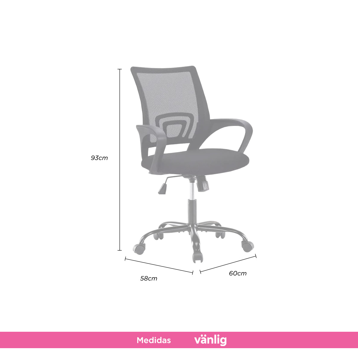 Silla de Oficina Ejecutiva Carson Negra Ergonomica con Malla Transpirable Mesh, Altura Ajustable y Base Giratoria