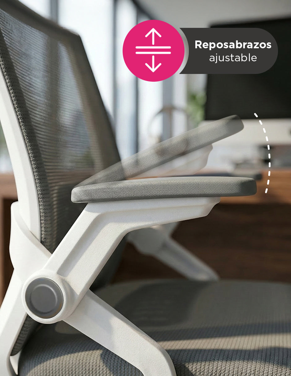 Silla de Oficina Ergonómica Malla Transpirable Reposabrazos Plegables Avalon Negra