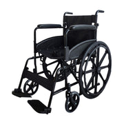 Silla de Ruedas Plegable Dubois Negra con Rin COMO Antimpacto, Puños y Reposapiés Abatibles