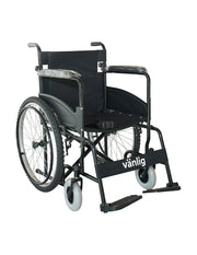 Silla de Ruedas Plegable de Lujo Uso Rudo Amber II Todo Terreno con Estructura Reforzada, Reposabrazos Fijos y Reposapies Desarmables