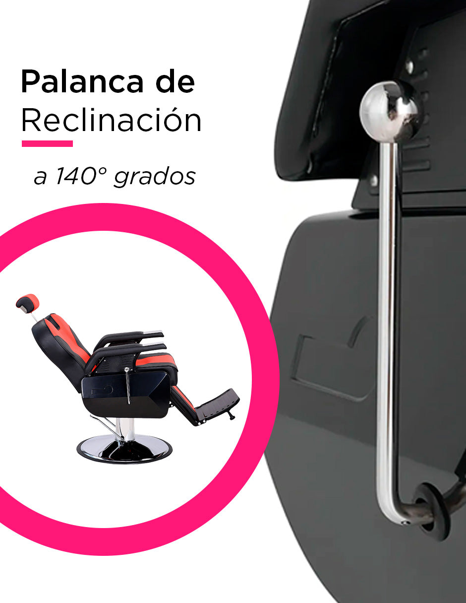 Sillon Barberia Roma Bicolor Rojo con Negro