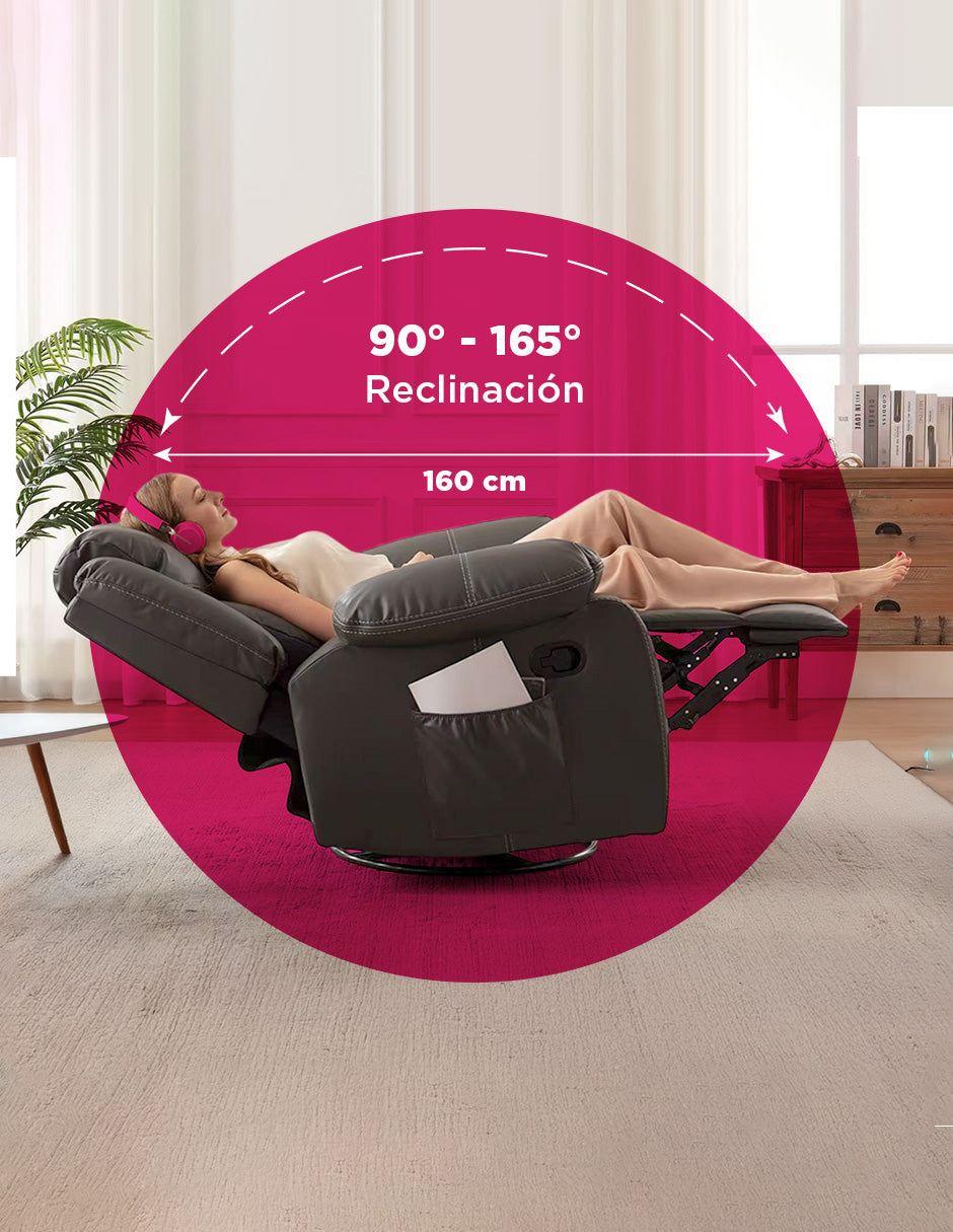 Sillón Burgo Reclinable Eléctrico con Masaje y Calor Gris