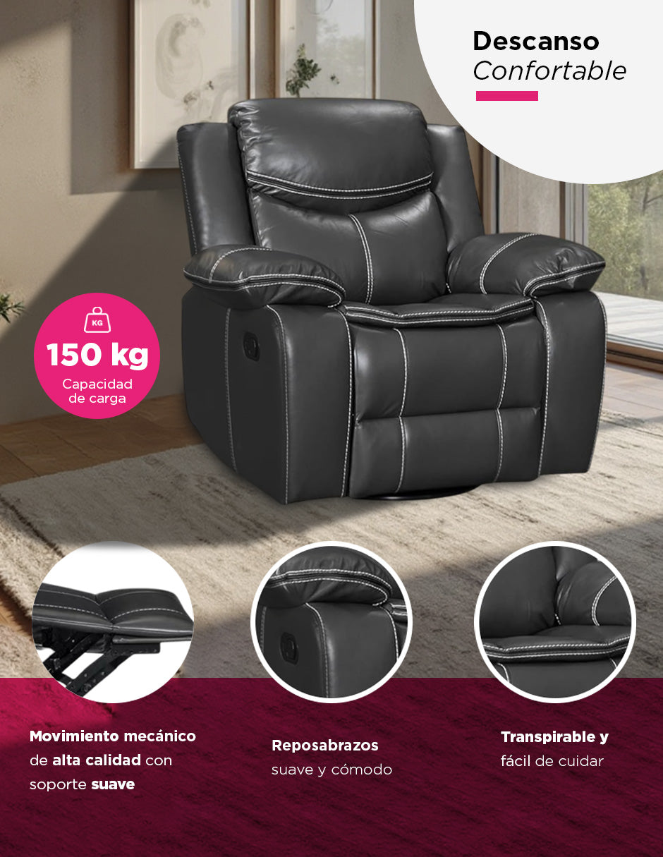 Sillón Burgo Reclinable Eléctrico con Masaje y Calor Gris