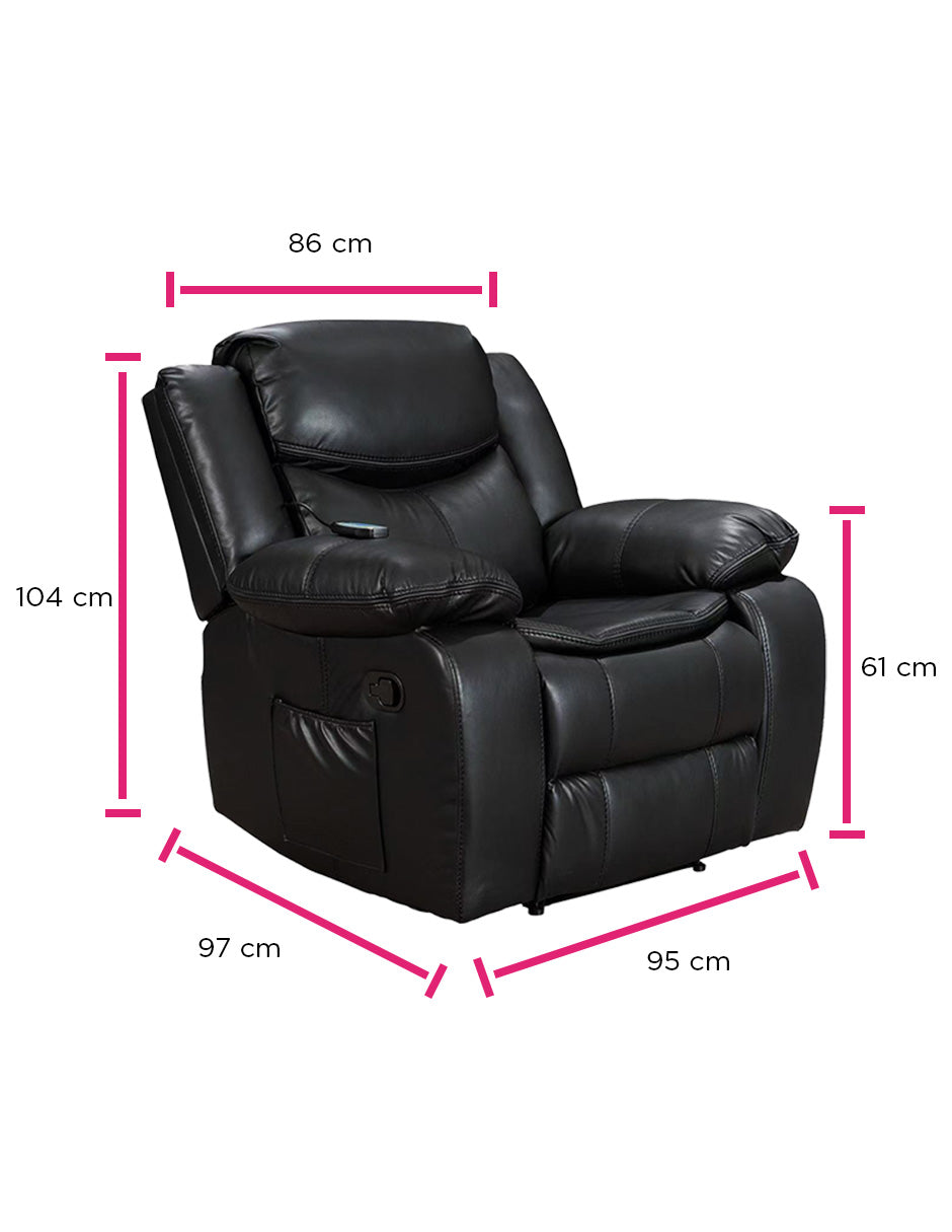 Sillón Burgo, Reclinable, Eléctrico con Masaje y Calor Negro