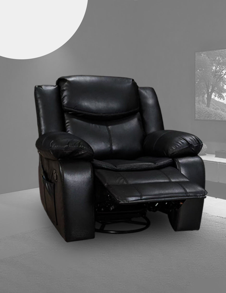 Sillón Burgo, Reclinable, Eléctrico con Masaje y Calor Negro