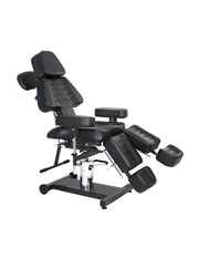 Sillón Camilla para Tatuajes Manila Multiposición Hidráulico Reclinable 180° en Piel Sintética Negra con Base Giratoria