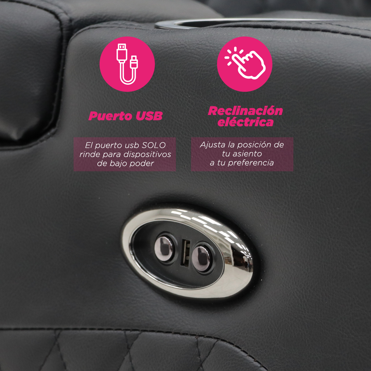 Sillón Reposet Eléctrico Lyon - Home Theater con Puerto USB y Portavasos