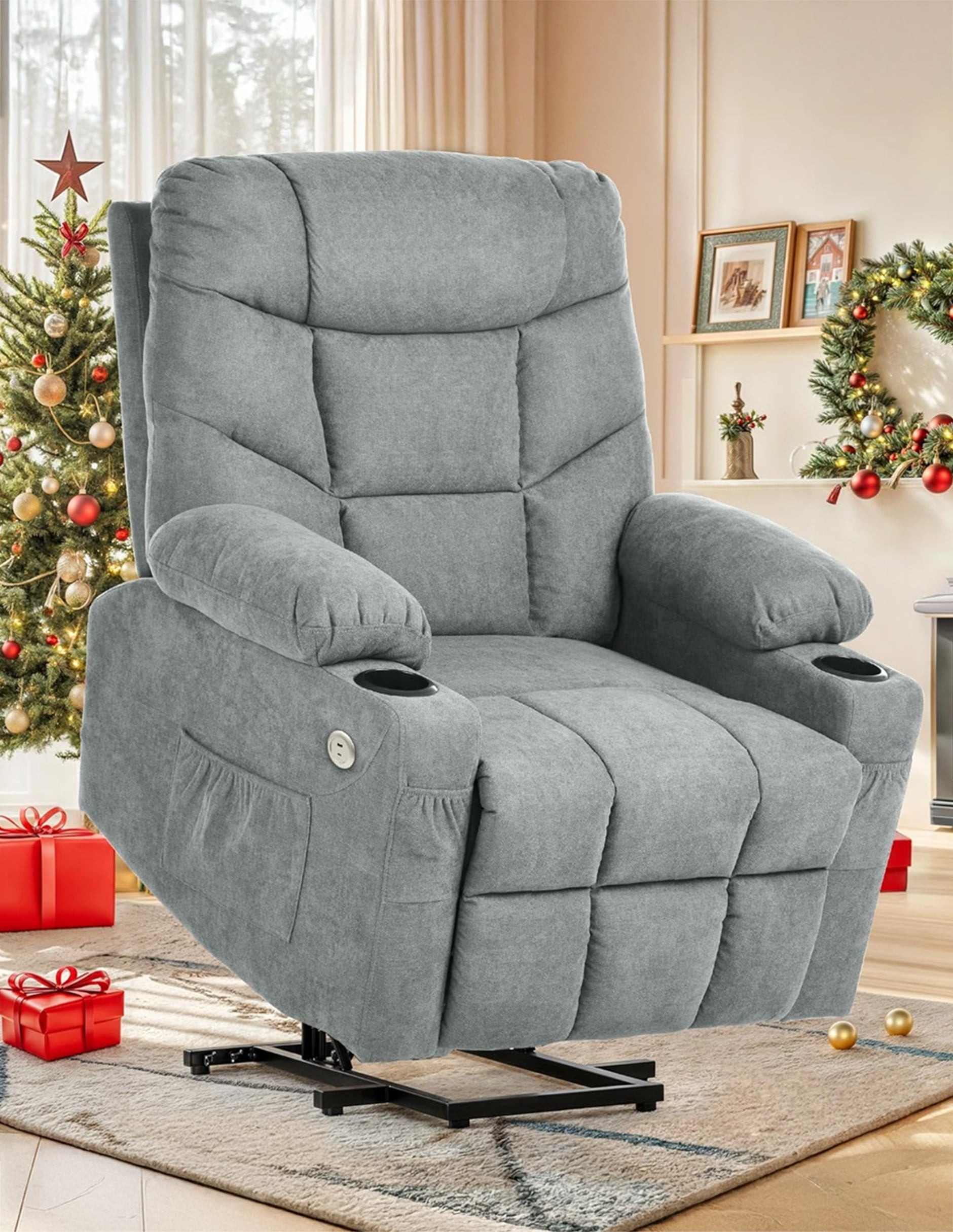Sillon Reposet Electrico  Reclinable Con Masaje Weimar Gris