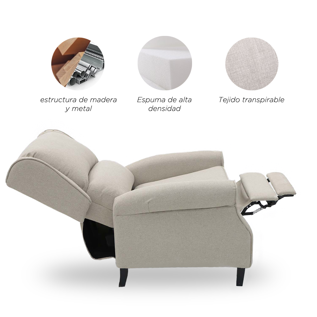 Sillón Reposet Marsella Beige