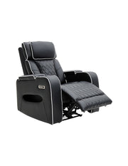 Sillón Reposet Reclinable Eléctrico Siegen Negro con Reposacabezas Ajustable, Puerto USB y Portavasos