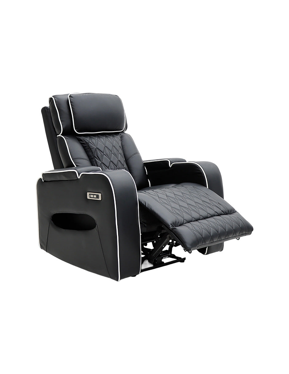 Sillón Reposet Negro Eléctrico Siegen con USB y Portavasos