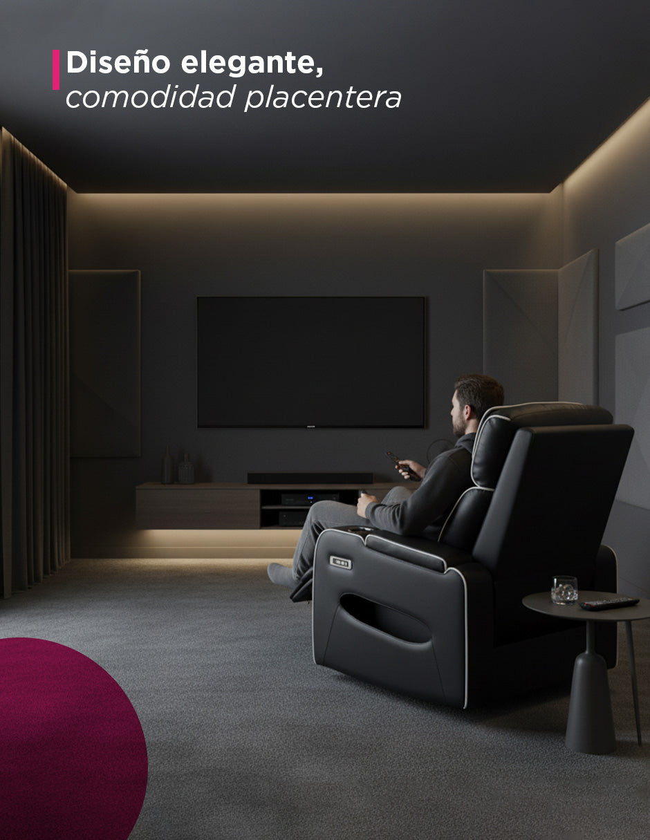 Sillón Reposet Negro Eléctrico Siegen con USB y Portavasos