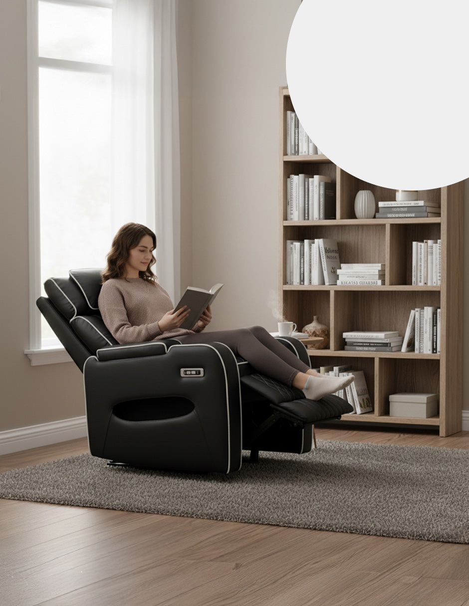 Sillón Reposet Negro Eléctrico Siegen con USB y Portavasos