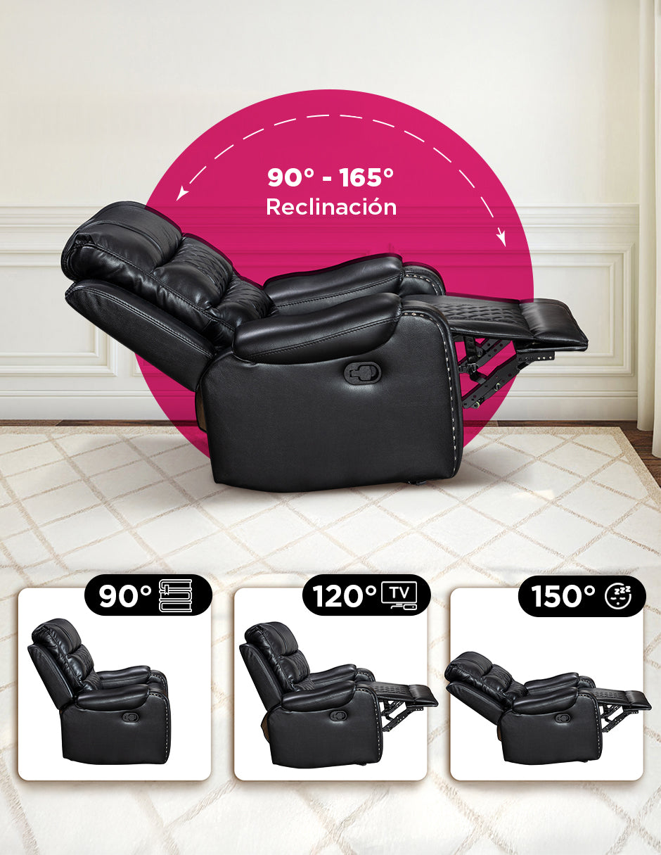 Sillon Reposet Reclinable Manual Hamelin Negro