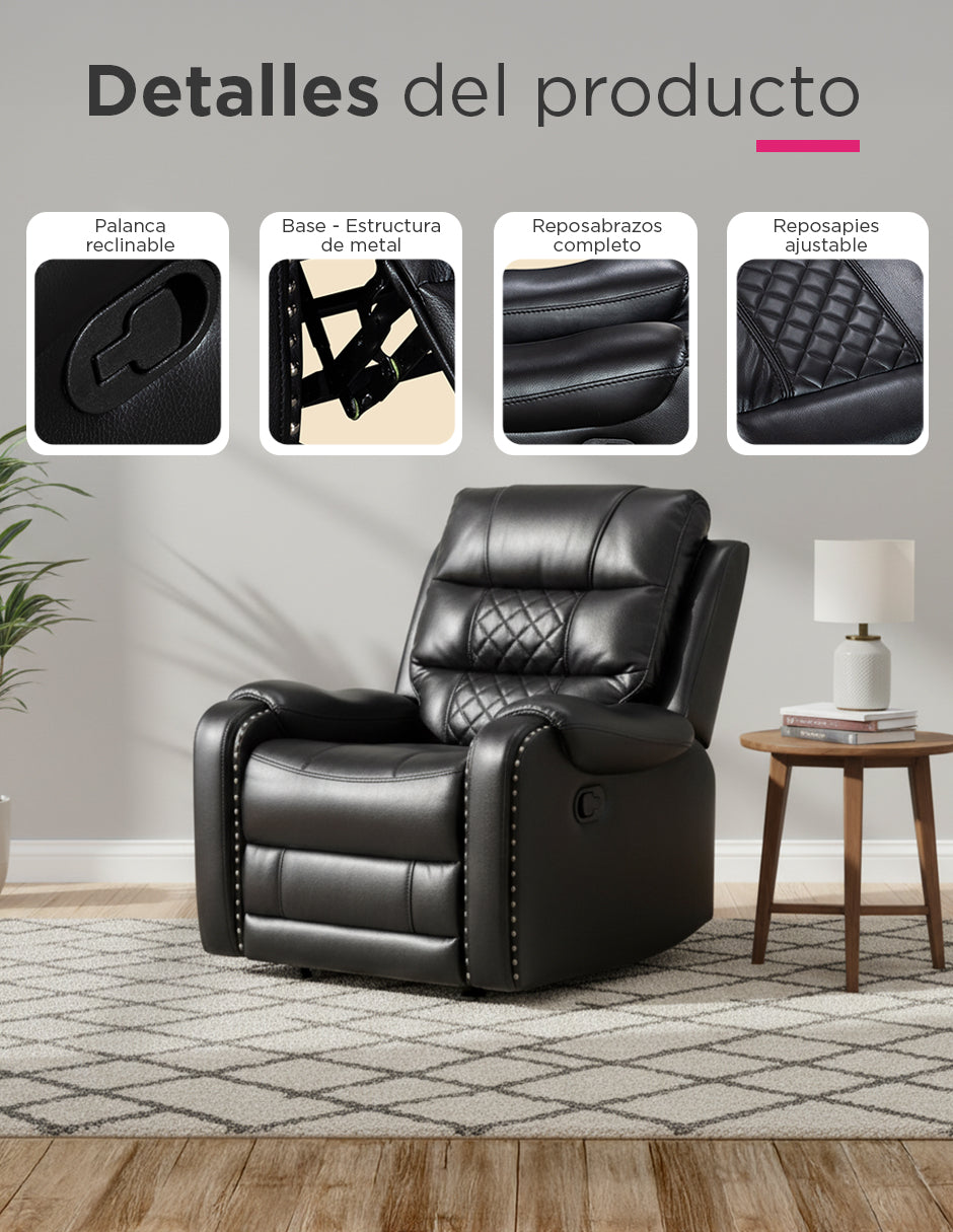 Sillon Reposet Reclinable Manual Hamelin Negro