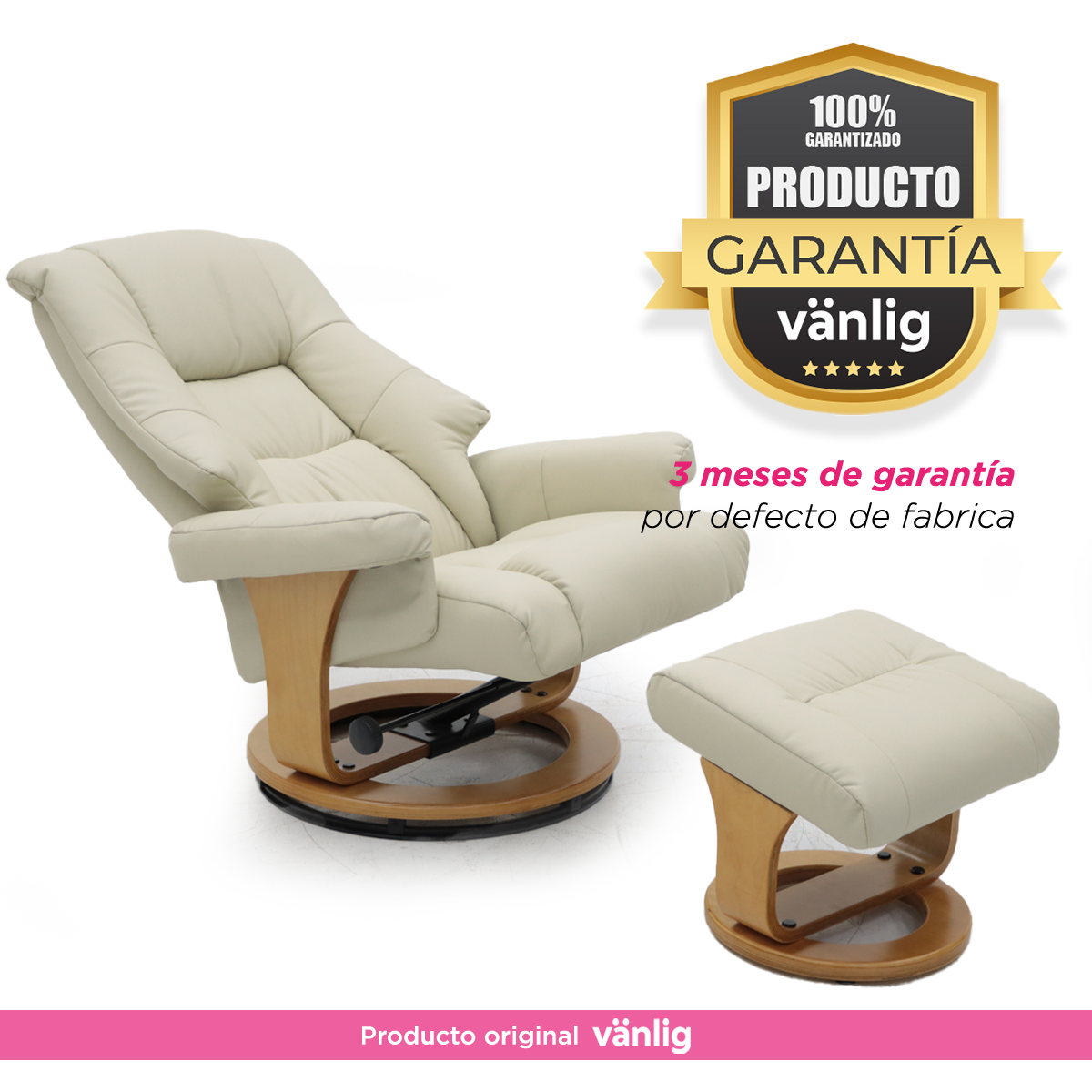 Sillón Reposet con Taburete Paris Beige