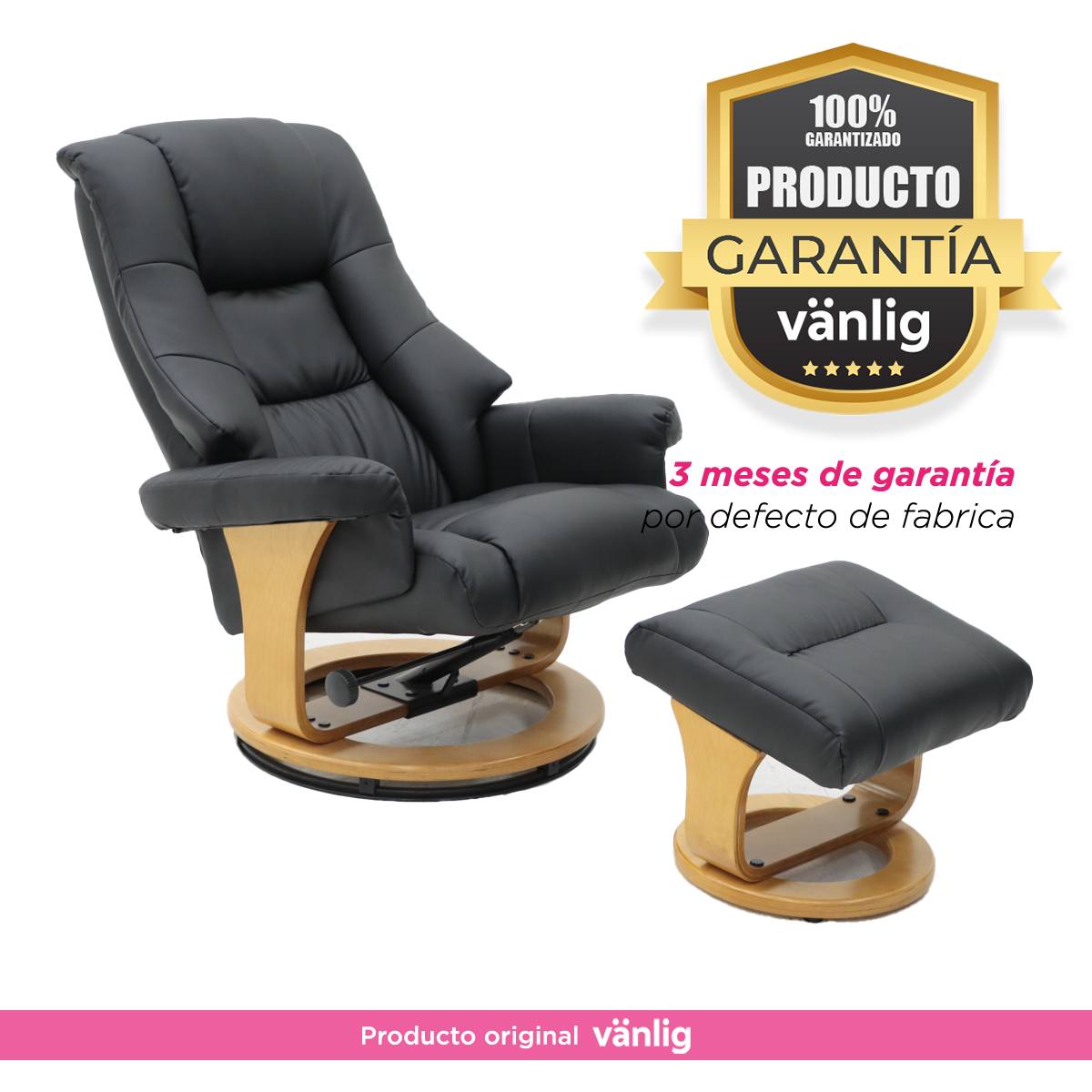 Sillón Reposet con Taburete Paris Negro