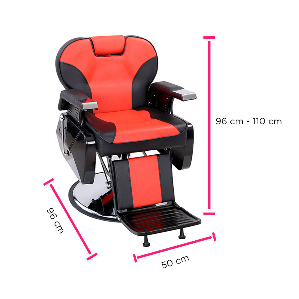 Sillón barbería Roma Premium Bicolor Rojo con Negro