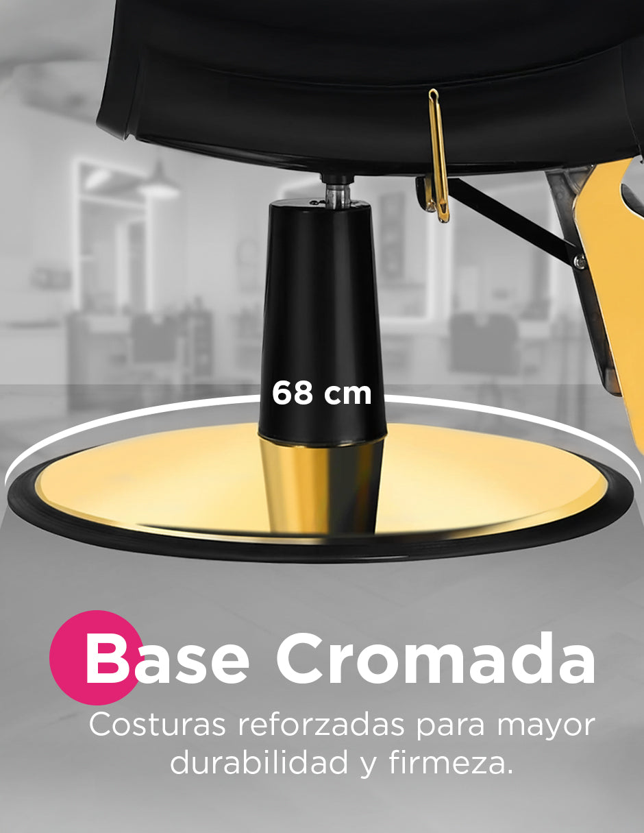 Sillón de Barbería Brescia Negro Gold Clásico