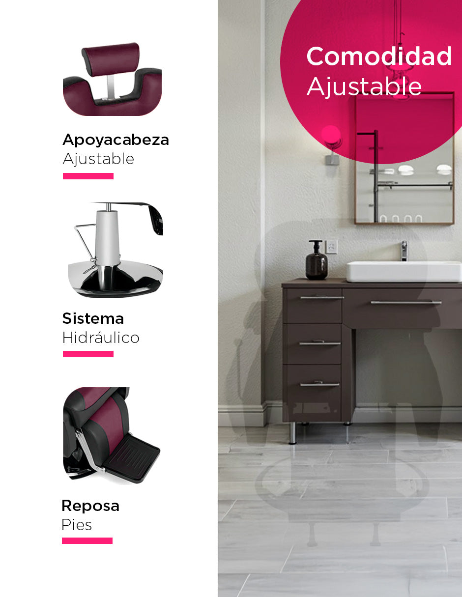 Sillon de Barberia Roma Cafe Uso Rudo