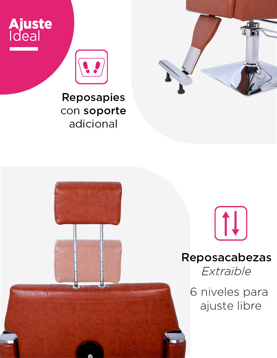 Sillón de Barbería Sorano Café Vintage