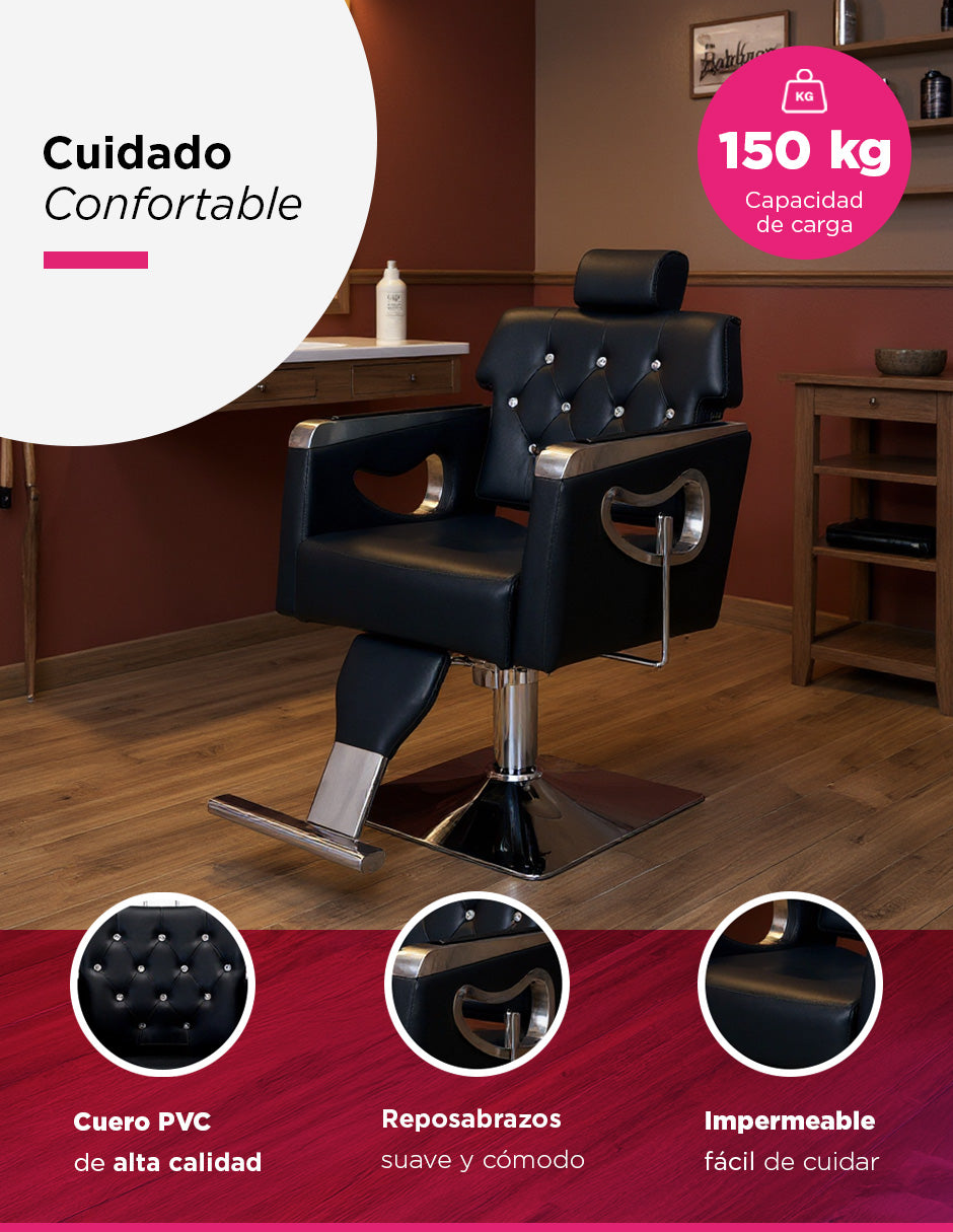 Sillón de Barbería Sorano Negro Vintage