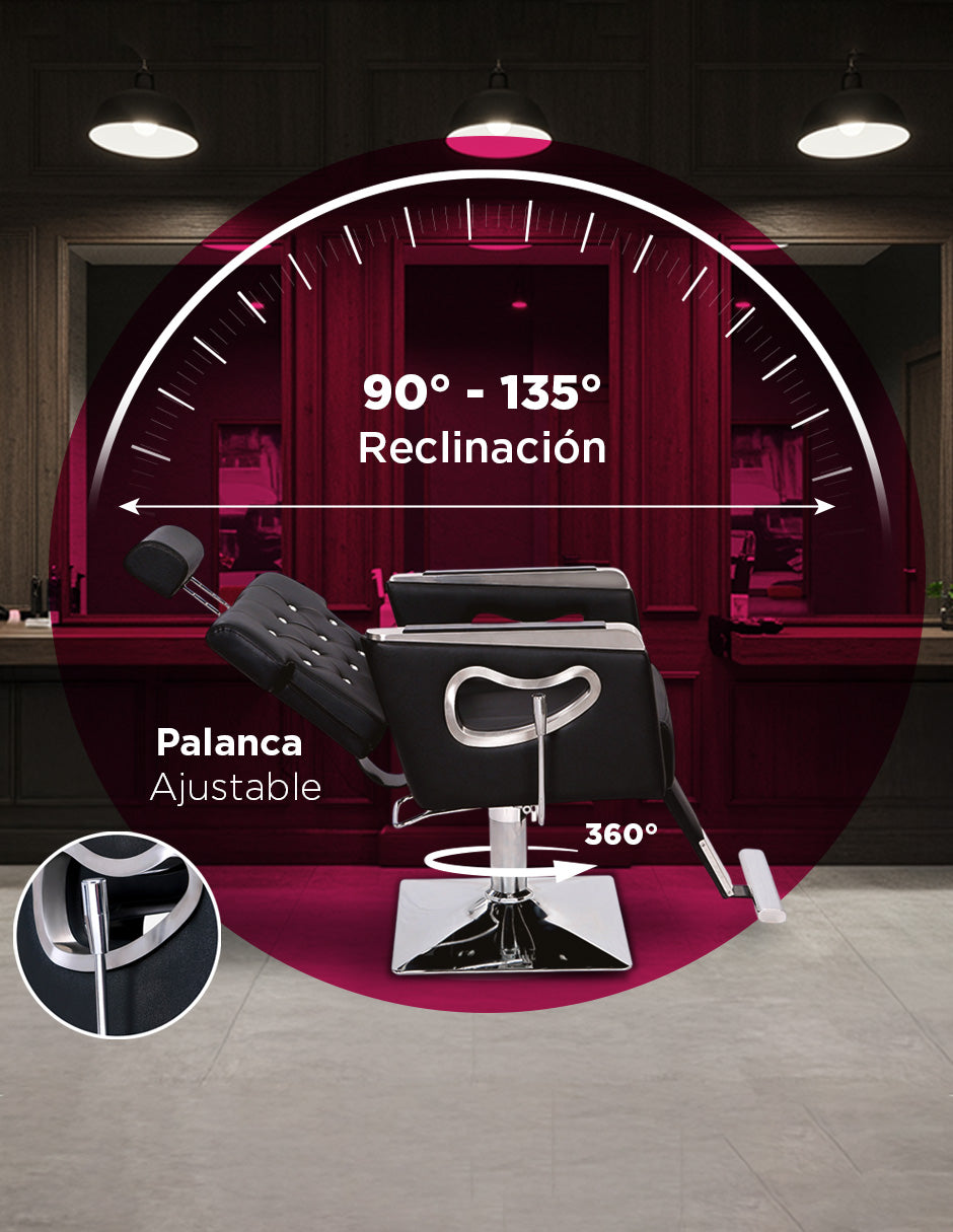 Sillón de Barbería Sorano Negro Vintage