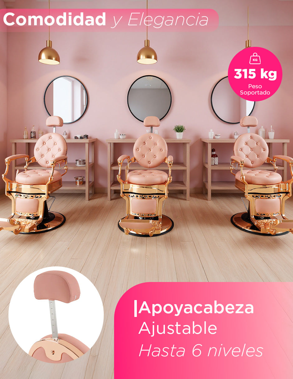 Sillón de Barbería de Lujo Bérgamo Rosa