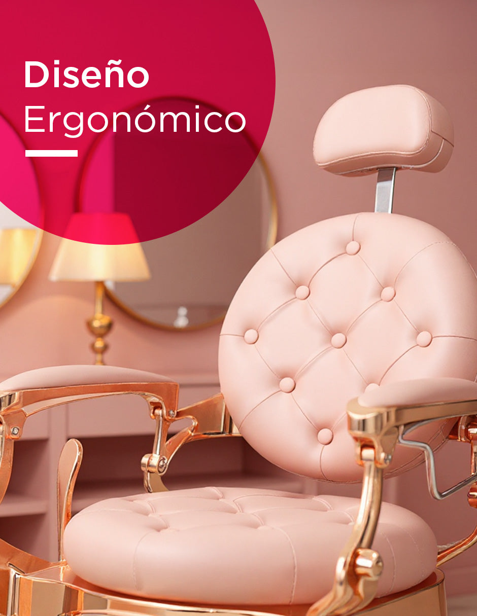 Sillón de Barbería de Lujo Bérgamo Rosa