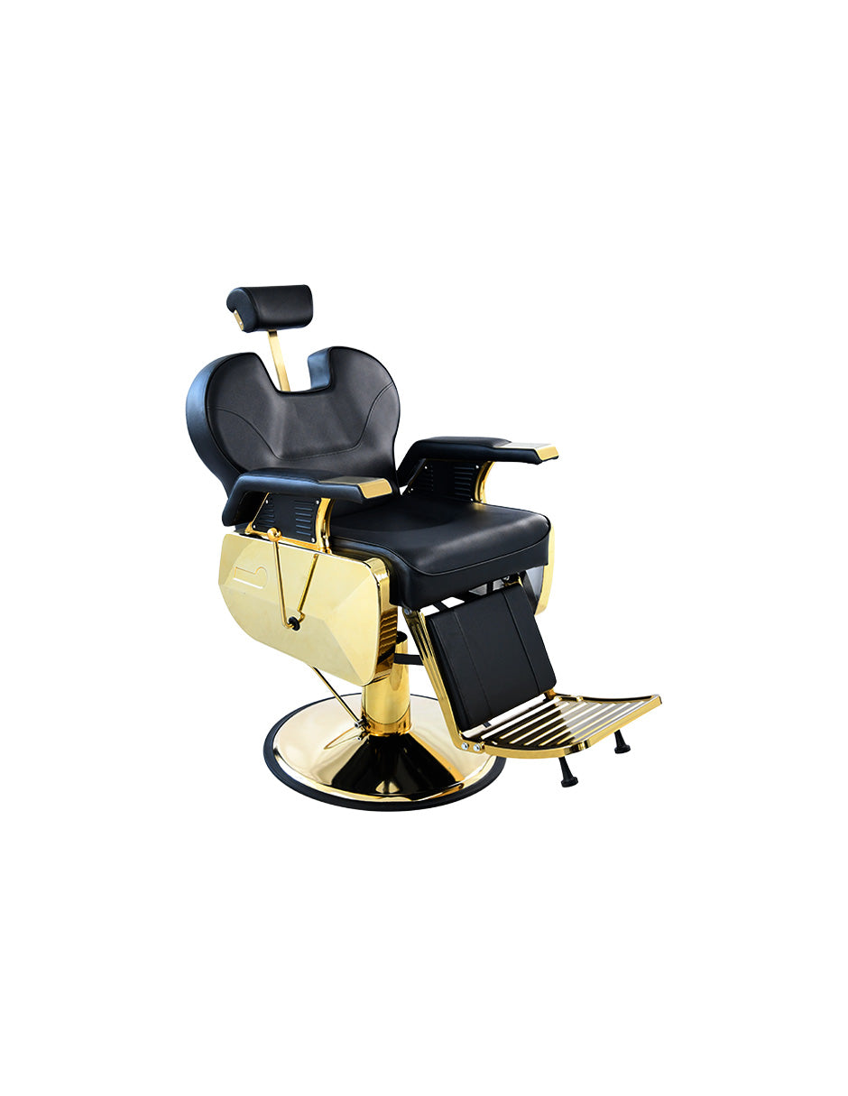 Sillón de Barbería Arezzo Premium con Detalles Dorados