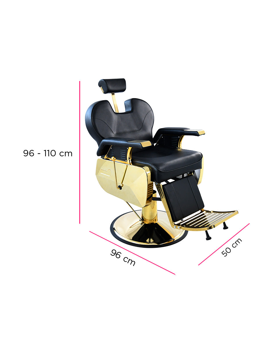 Sillón de Barbería Arezzo Premium con Detalles Dorados