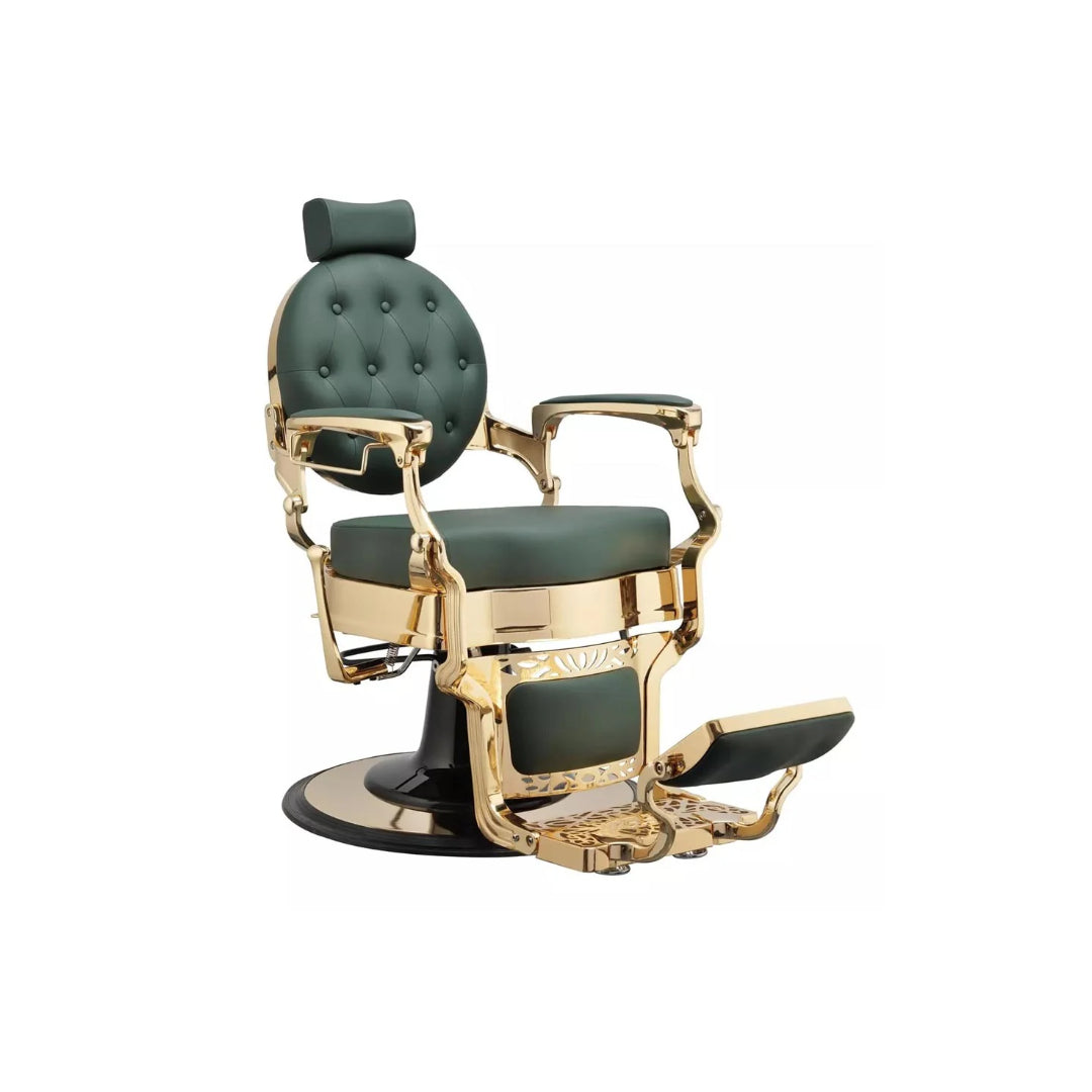Silla De Barberia Vintage Clásico Reforzado Peluquería Retro Color Verde Olivo