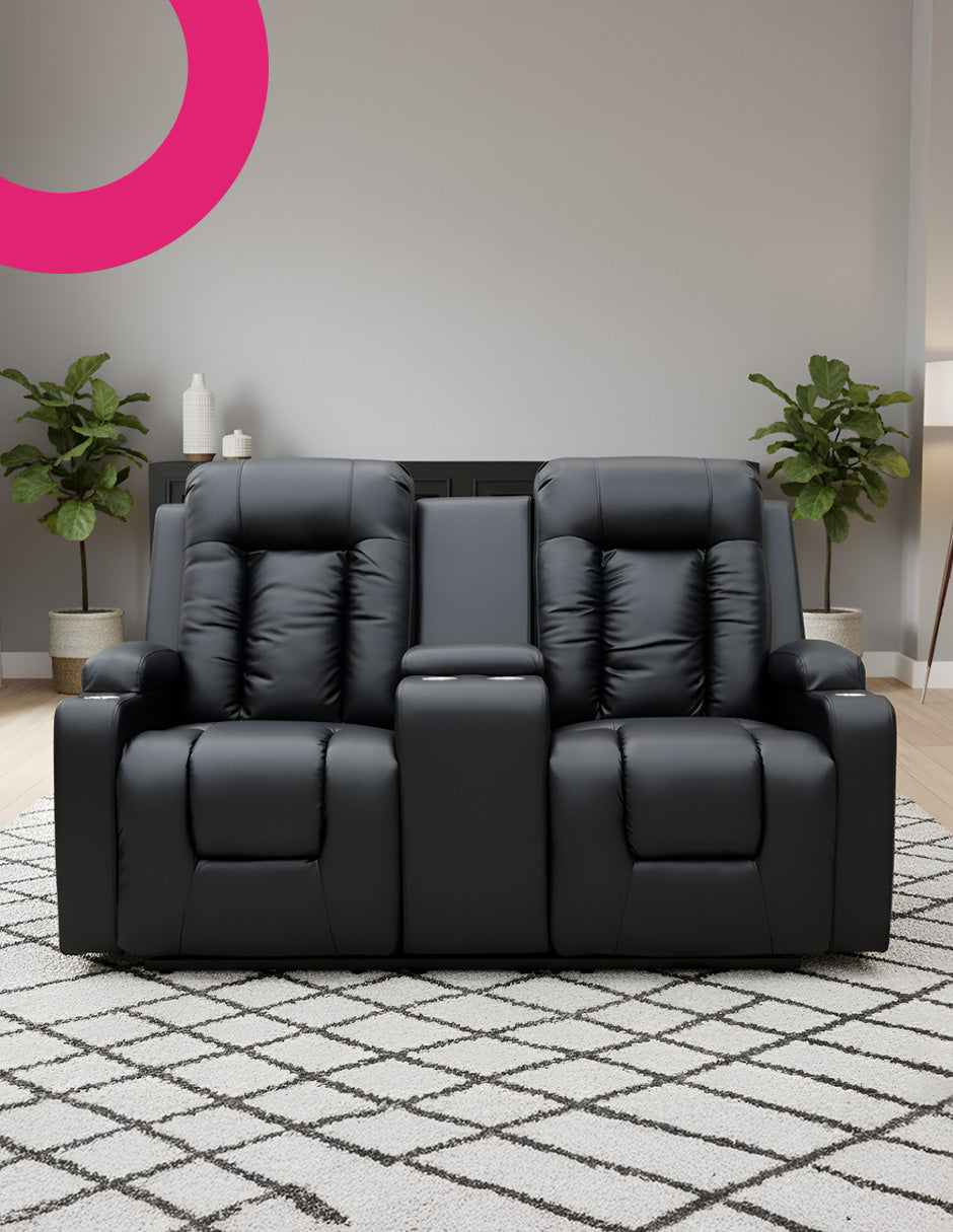 Sofa Bayona Reposet 2 Asientos Loveseat Reclinable Portavasos Cine