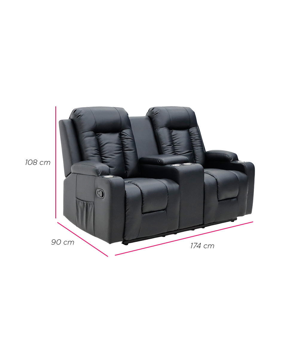 Sofa Bayona Reposet 2 Asientos Loveseat Reclinable Portavasos Cine