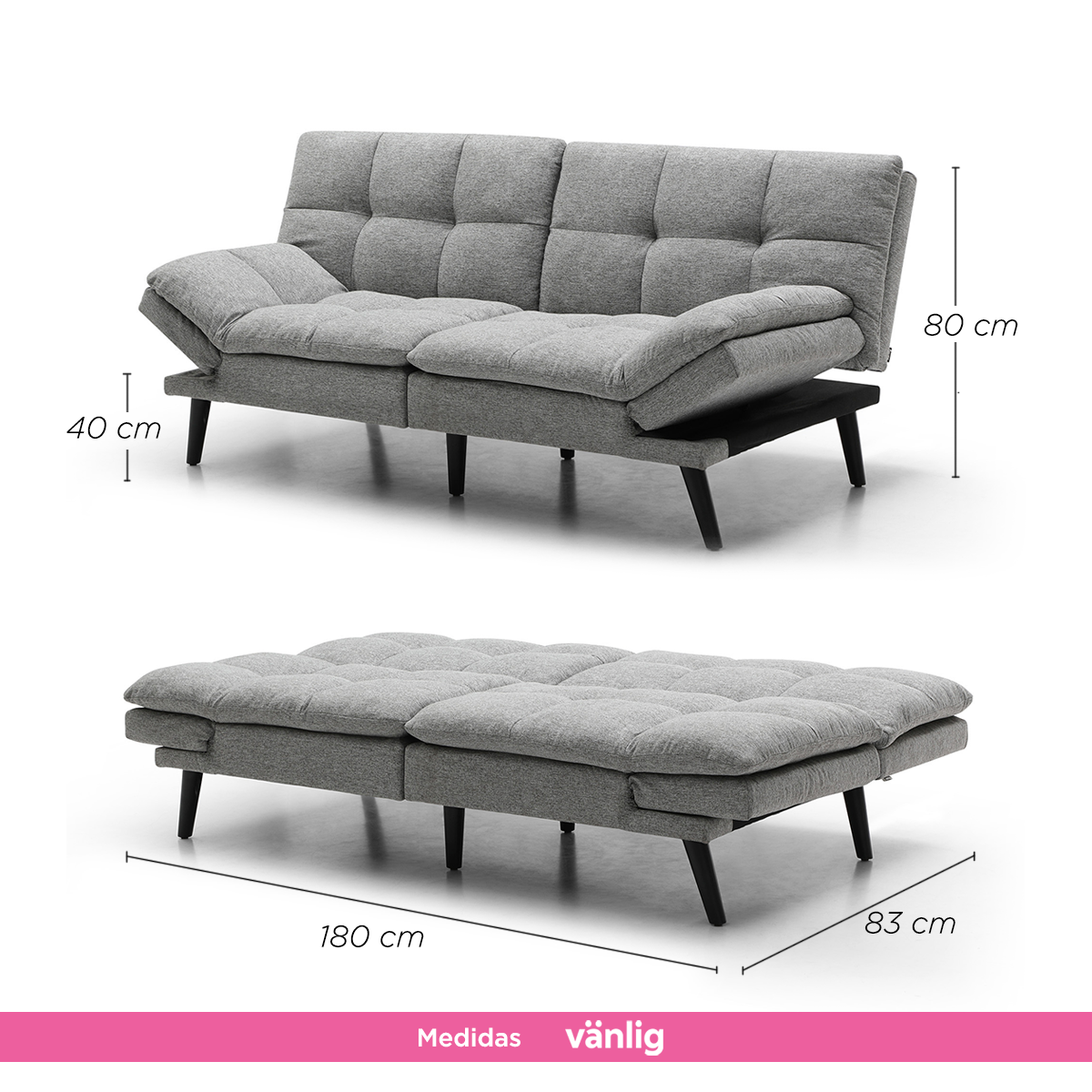Sofá Cama Multifuncional Múnich Gris