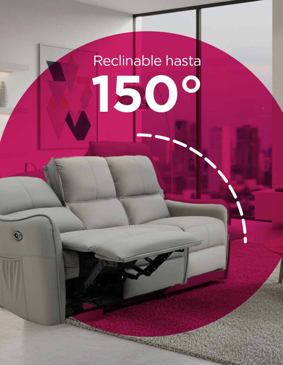 Sofá Reclinable Eléctrico de 3 Plazas Niza Vanlig - Sillón Reposet de Piel Regenerada