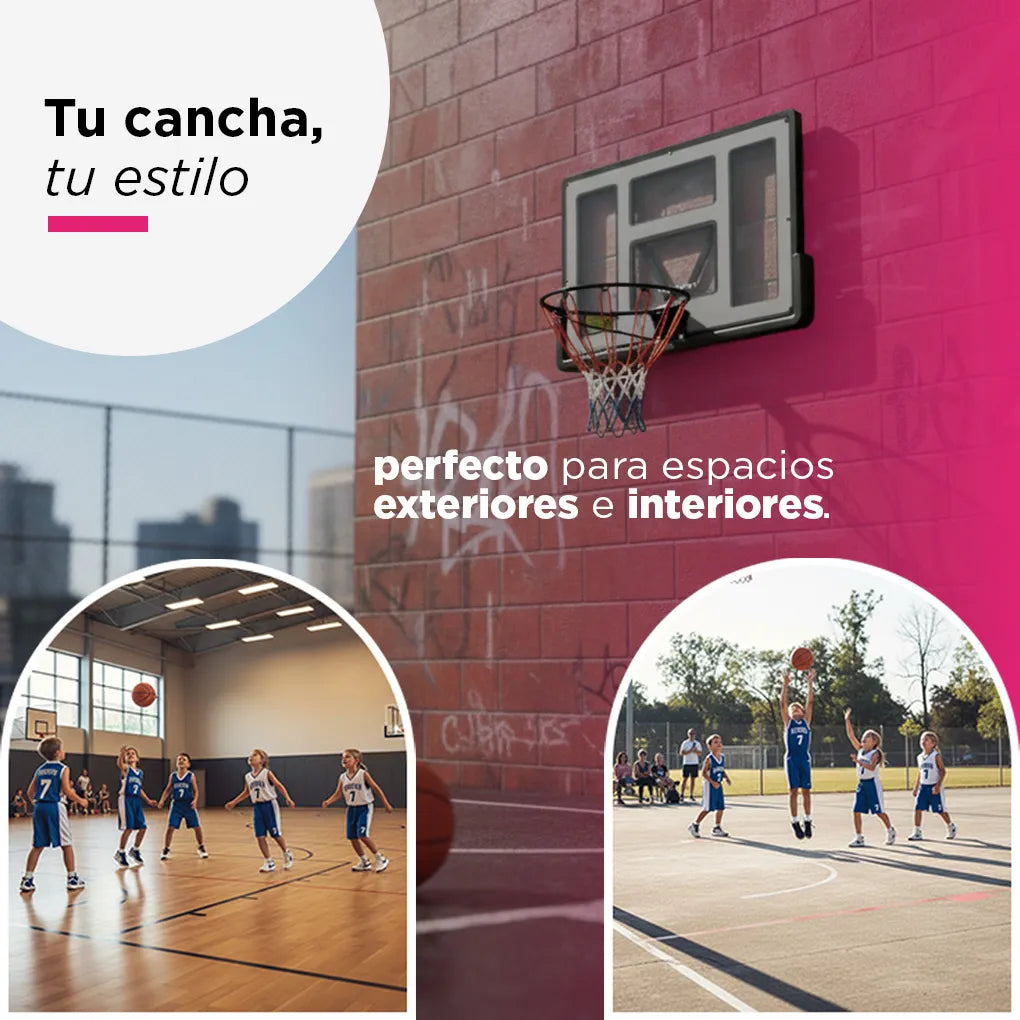 Tablero de Basquetbol para Pared 110x75 cm Vänlig S007 - Aro de Baloncesto Profesional con Resortes de Amortiguación