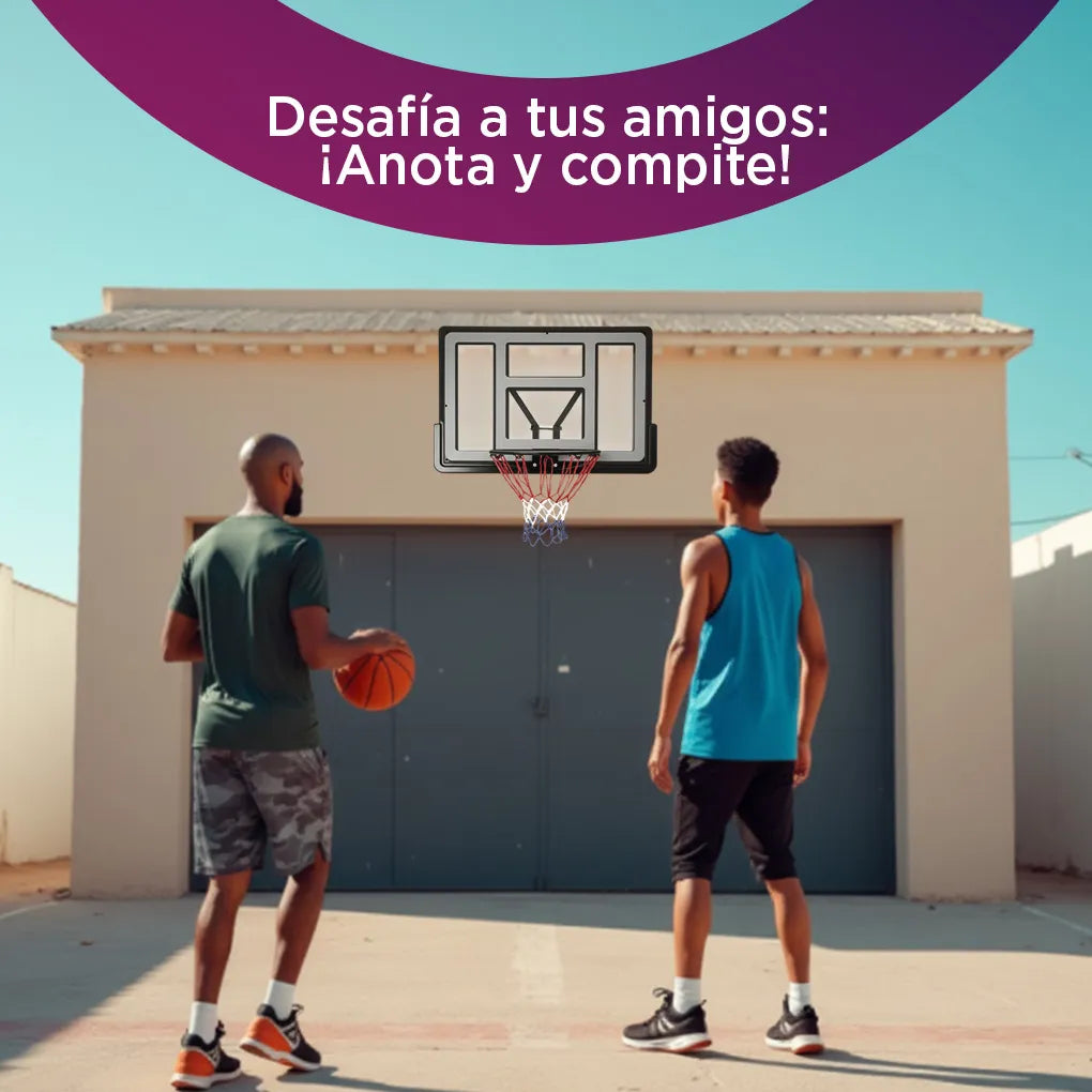 Tablero de Basquetbol para Pared 110x75 cm Vänlig S007 - Aro de Baloncesto Profesional con Resortes de Amortiguación