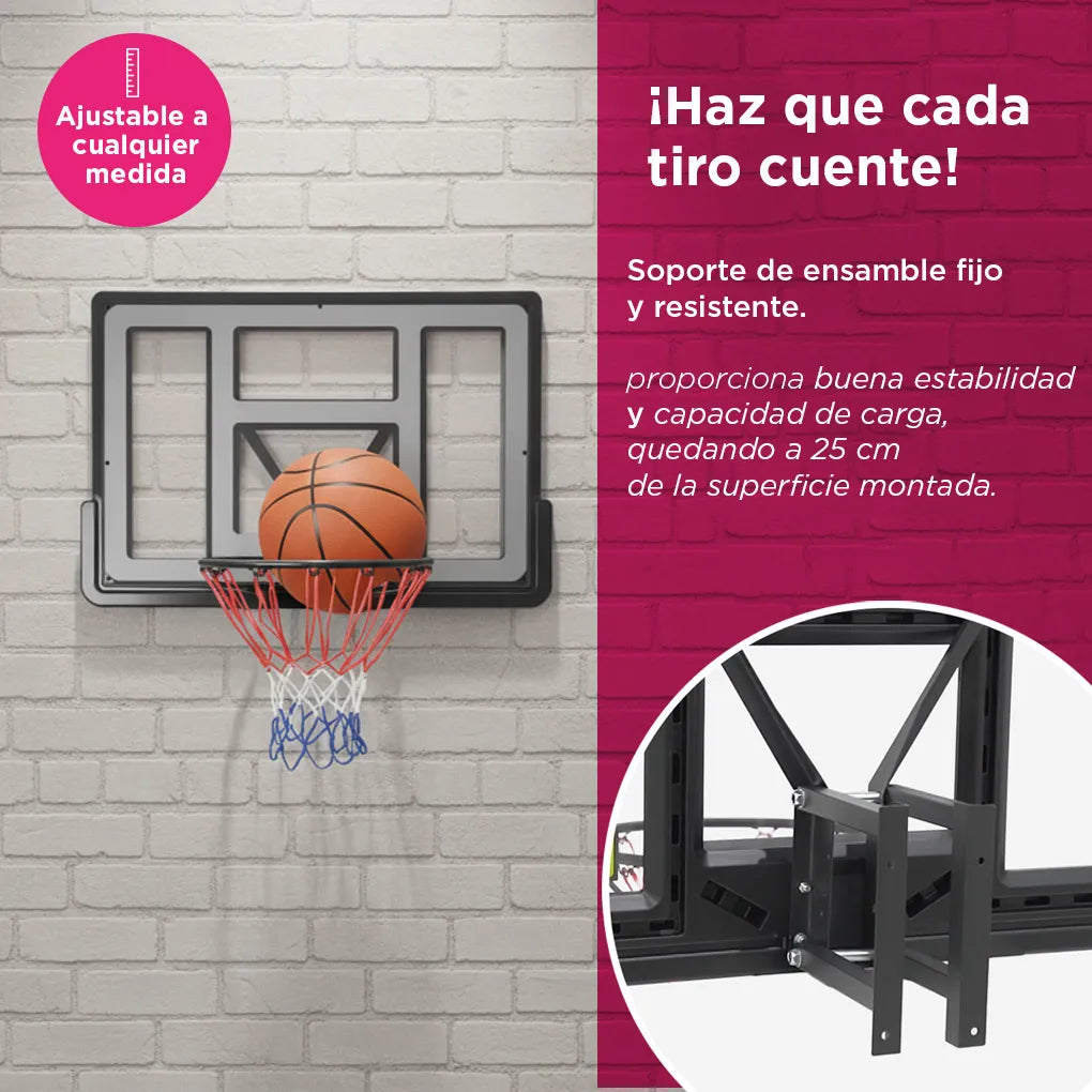 Tablero de Basquetbol para Pared 110x75 cm Vänlig S007 - Aro de Baloncesto Profesional con Resortes de Amortiguación