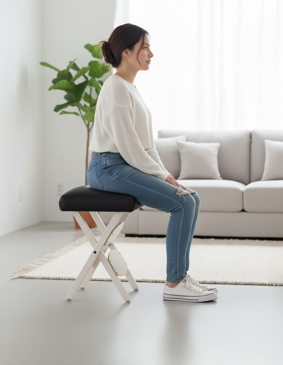 Taburete Plegable Suwon Negro: Portabilidad, Confort Acolchado y Diseño Moderno