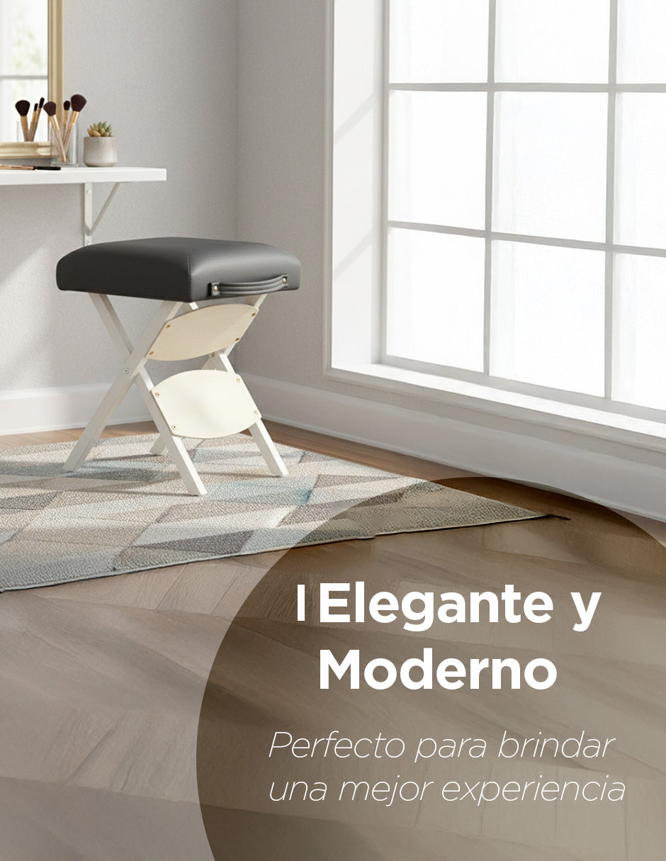 Taburete Plegable Suwon Negro: Portabilidad, Confort Acolchado y Diseño Moderno