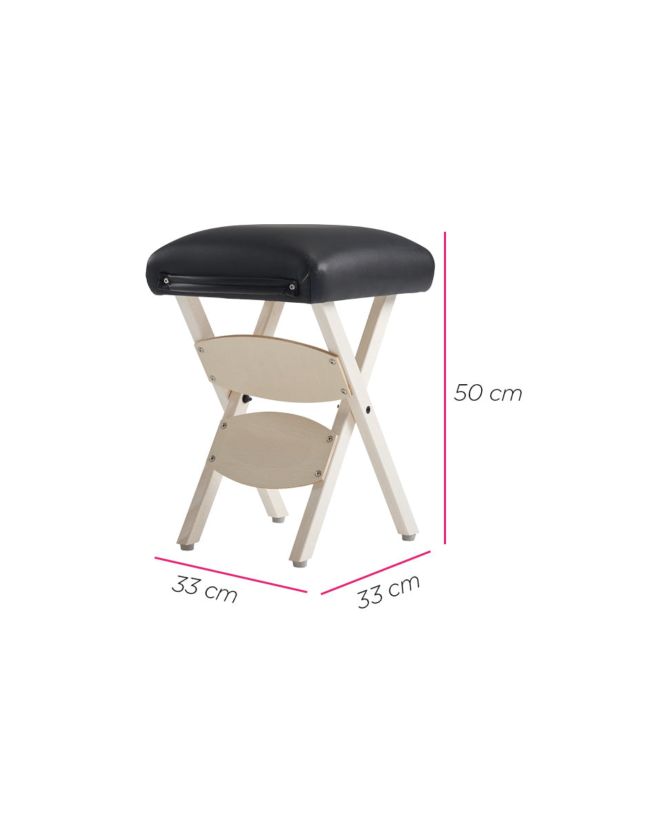 Taburete Plegable Suwon Negro: Portabilidad, Confort Acolchado y Diseño Moderno