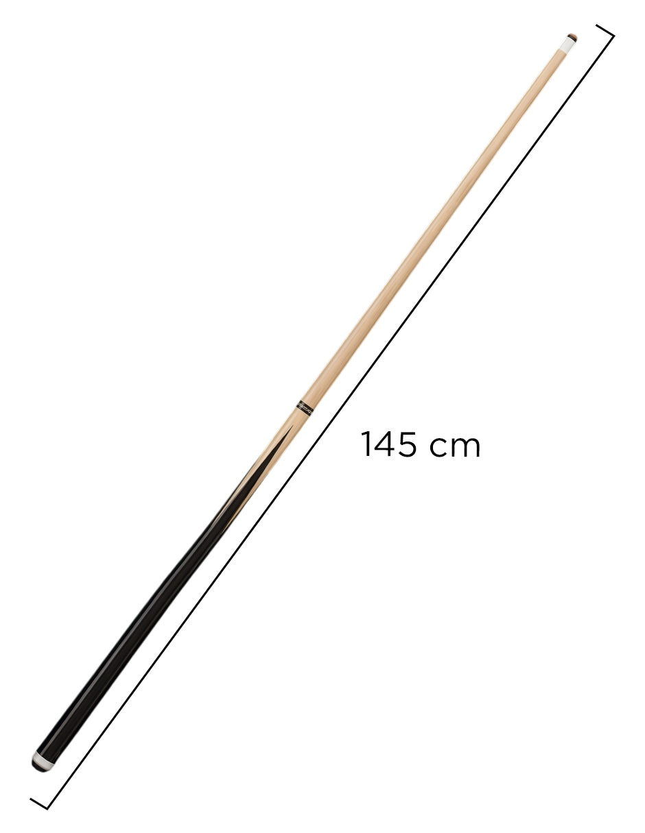 Taco de Billar Desarmable Tyler Negro 145 cm de 2 Piezas con Base de Goma