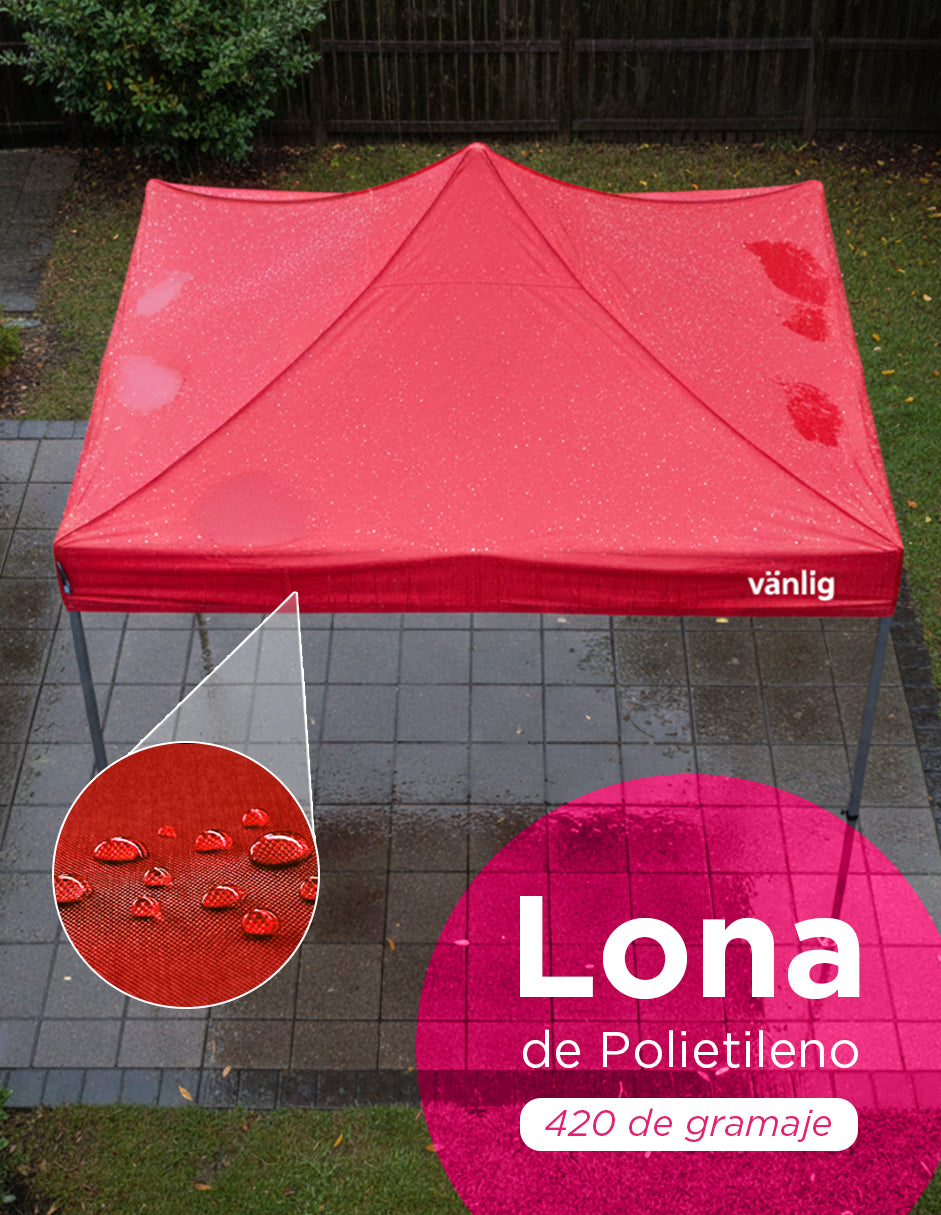 Toldo 3X3 Mega Reforzado Alemán Rojo