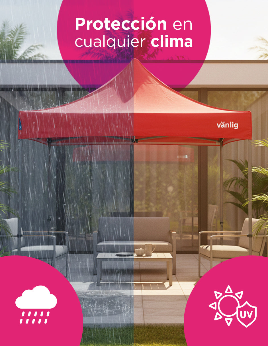 Toldo 3X3 Mega Reforzado Alemán Rojo