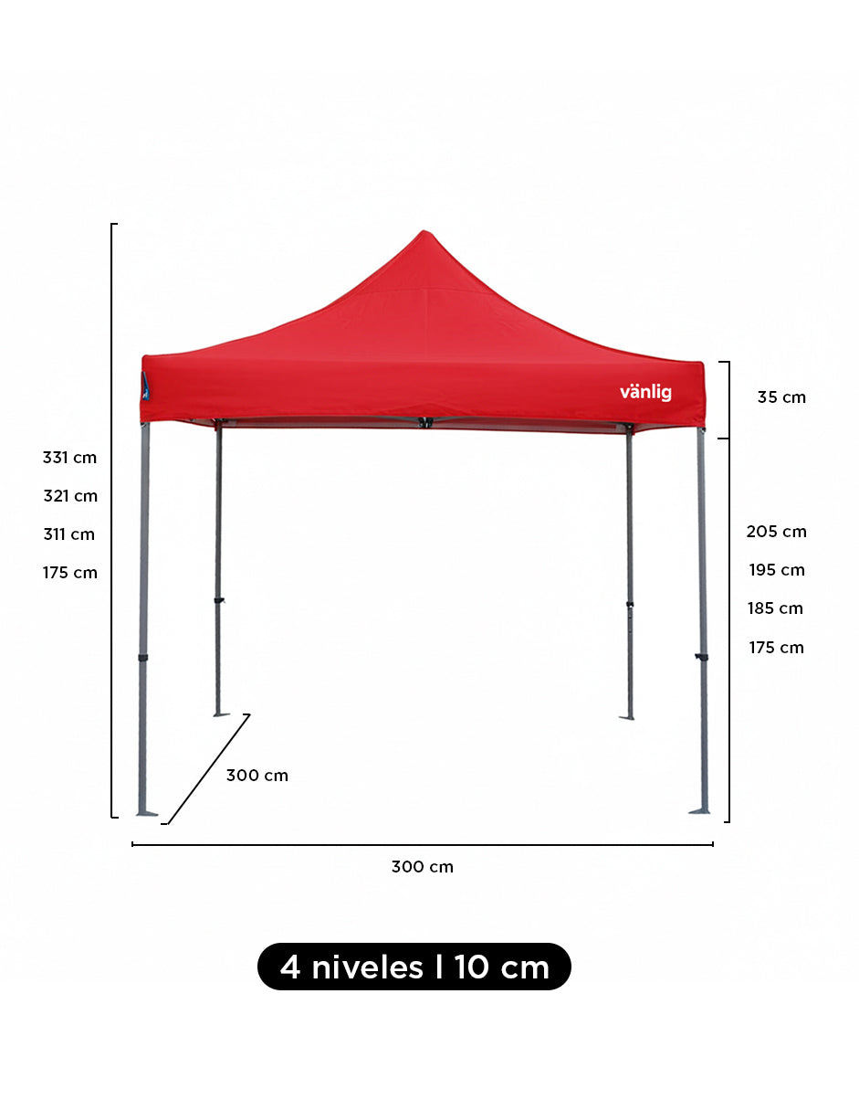 Toldo 3X3 Mega Reforzado Alemán Rojo
