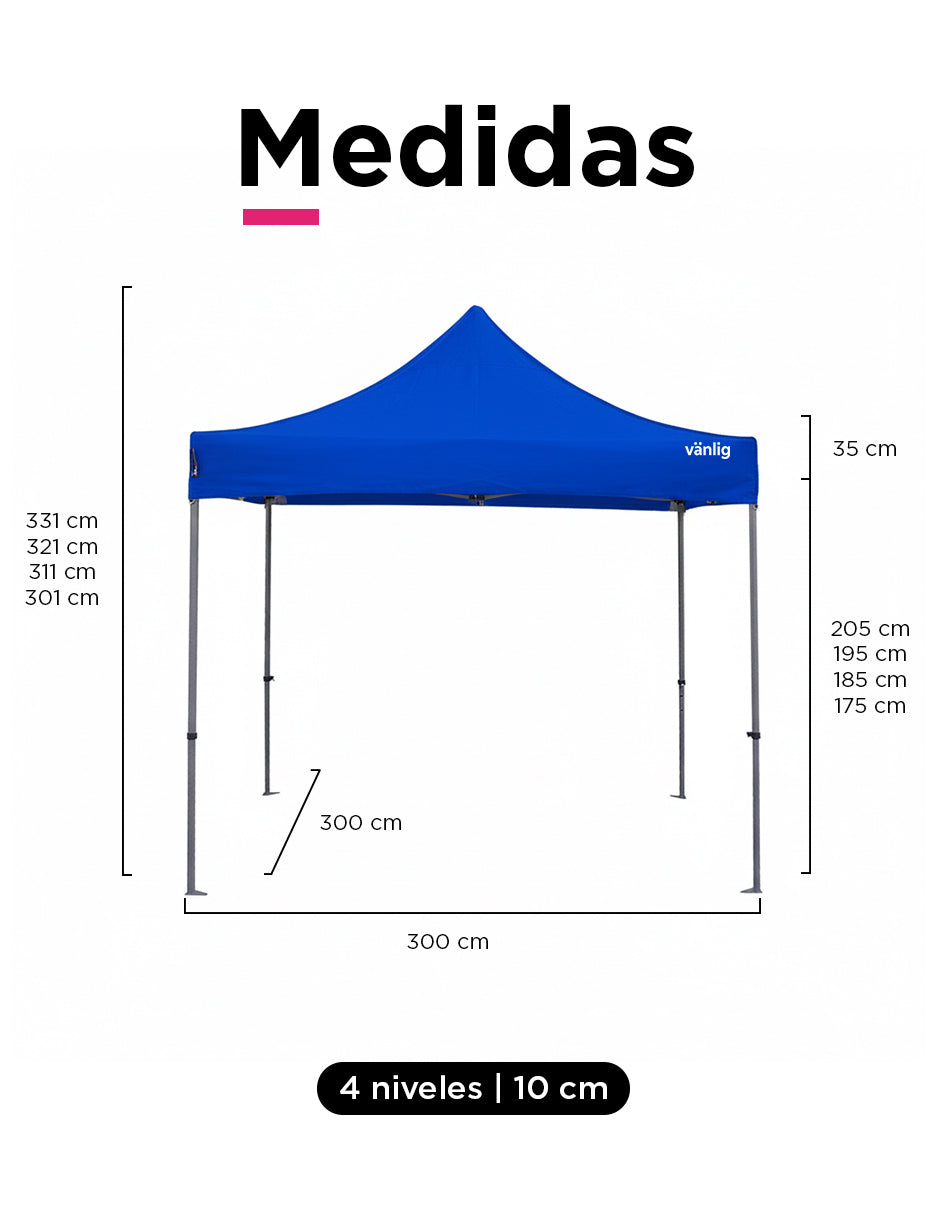 Toldo 3X3 Mega Reforzado Aleman Azul