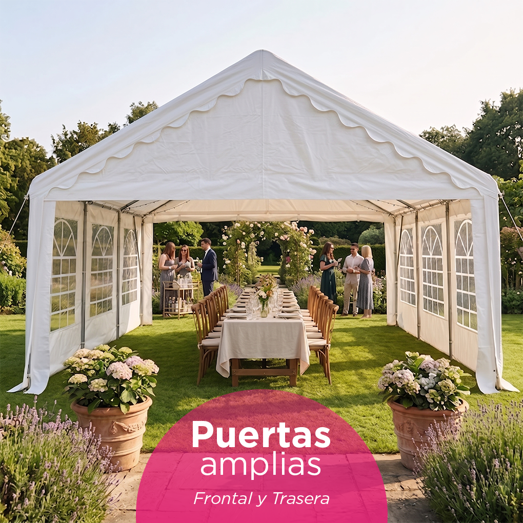 Toldo Armable Dakota de Uso Rudo 5x6m Blanco con Paredes